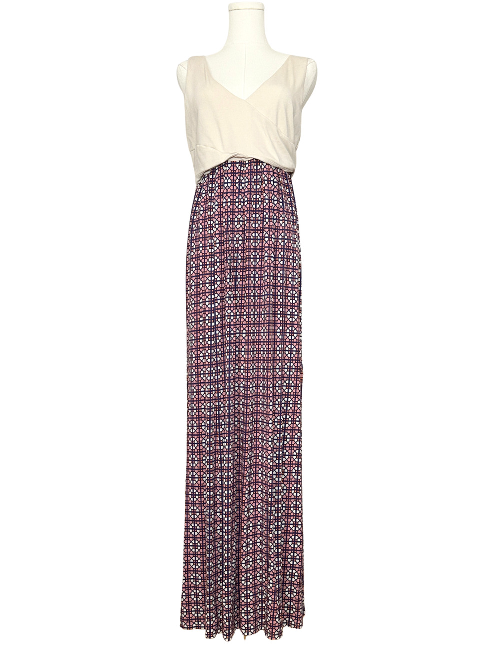 Maeve Anthropologie Women's V Neck Geometric Elysian Maxi Dress Stretch Medium